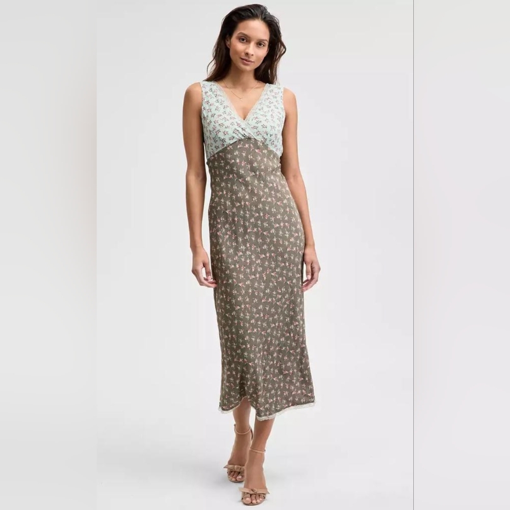 And Now This -Sexy Floral Print Mixed Slip Dress Size Small
